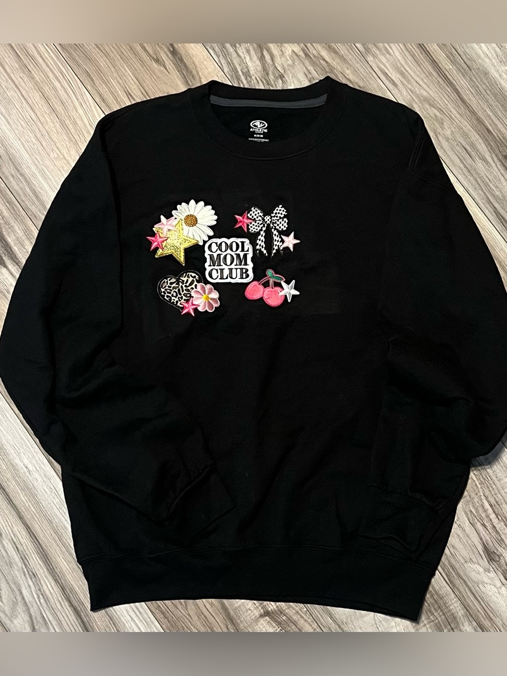 Cool Mom Club Black Embroidered Crewneck Sweater